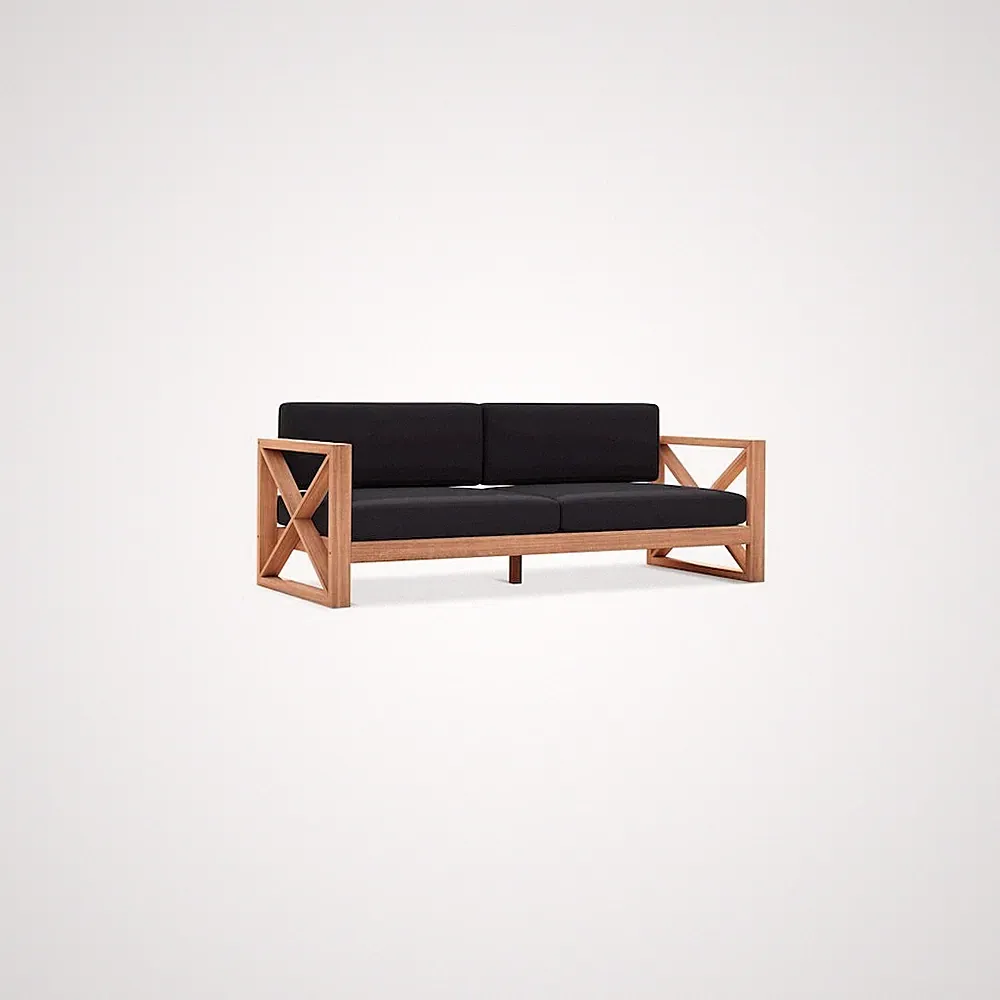 Anguilla Black Water Resistant Fabric Outdoor Sofa