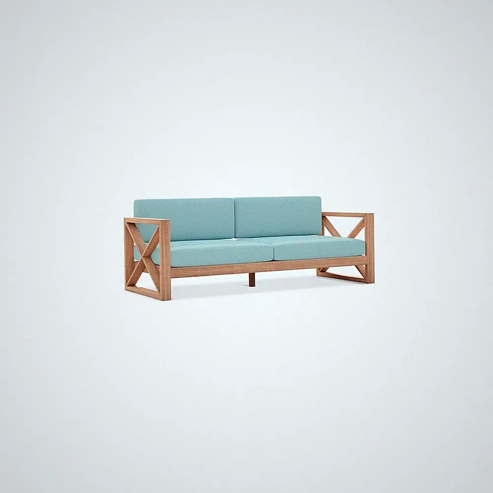 Anguilla Blue Water Resistant Fabric Outdoor Sofa