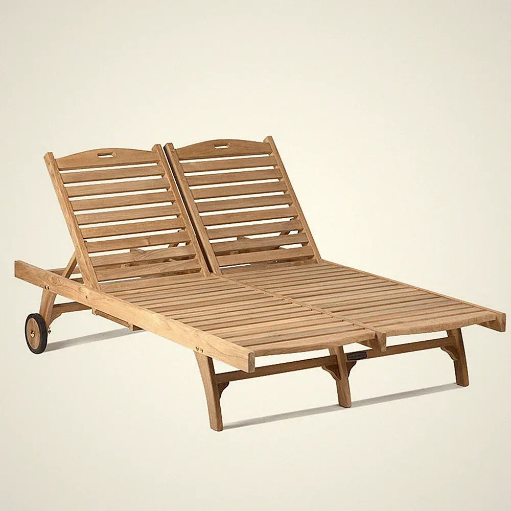 Ash & Ember Hawthorne Grade A Teak Double-Wide Reclining Lounge Chair