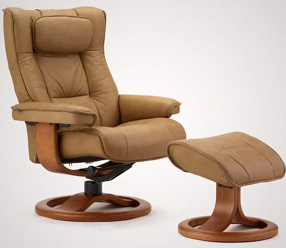 Fjords Regent Small Recliner Chair and Ottoman SL224 Hassel Soft Line Leather