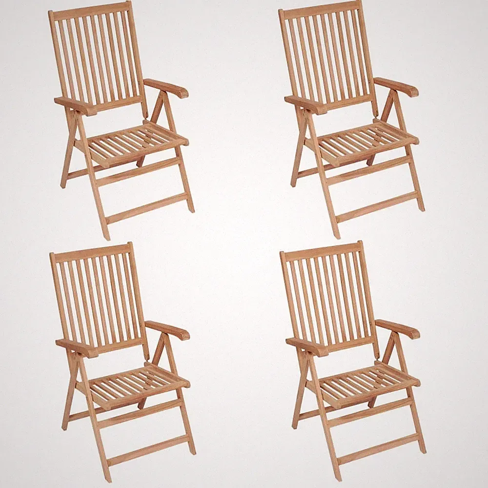Reclining Patio Chairs 4 pcs Solid Teak Wood