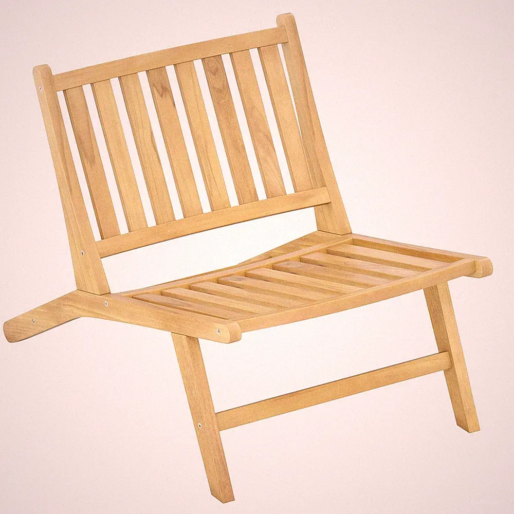 Teak Wood Outdoor Reclining Chair Natural Mid Century Accent Chair