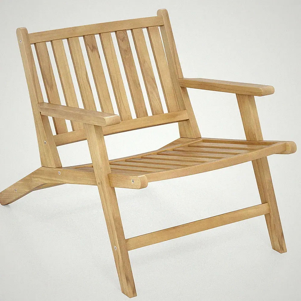 Teak Wood Outdoor Reclining Chair w/Comfortable Backrest and Armrests for Patio